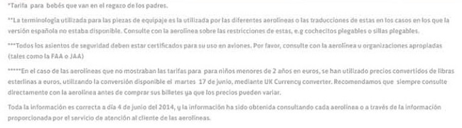 Nota tarifas